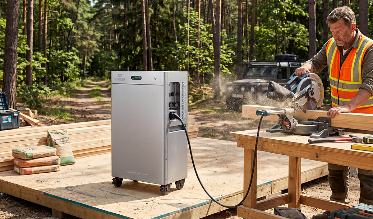 Un exemple d'utilisation de la batterie sur chantier