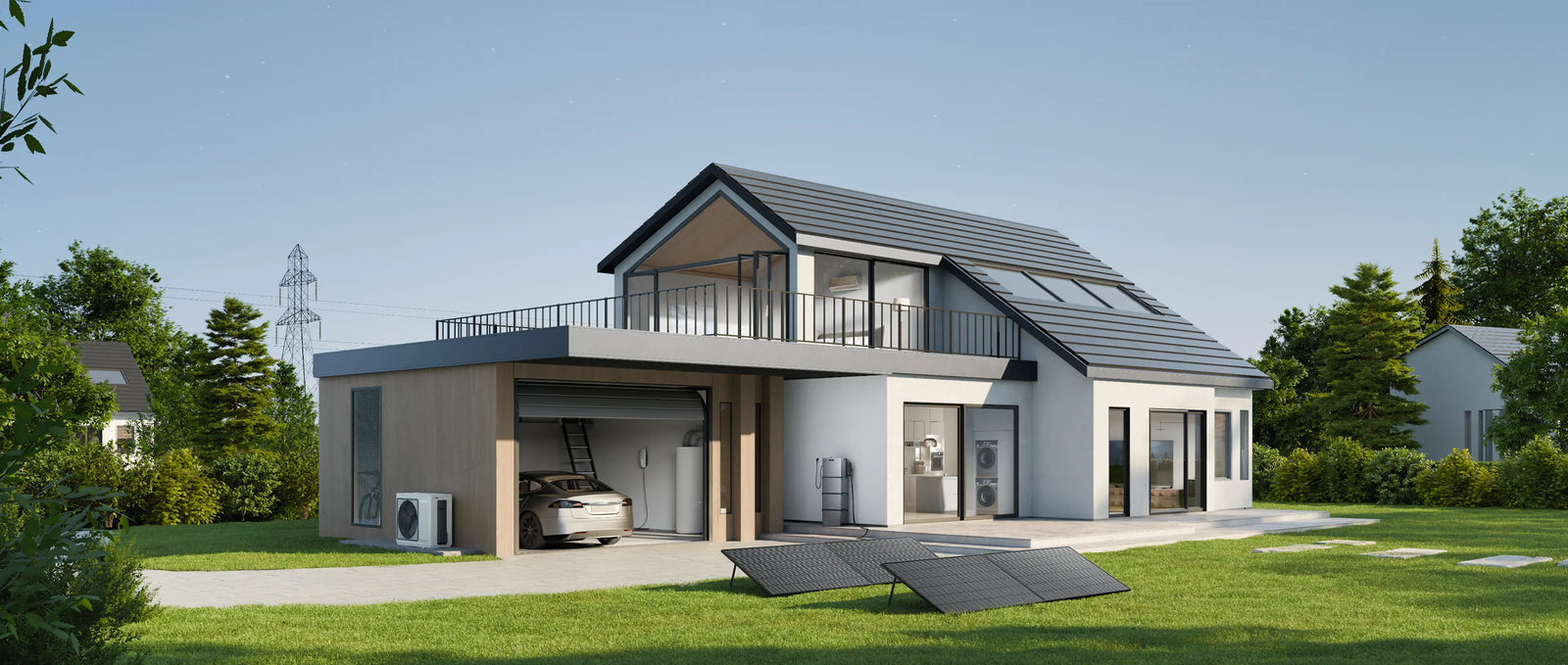 Exemple des panneaux solaires installés dans le jardin