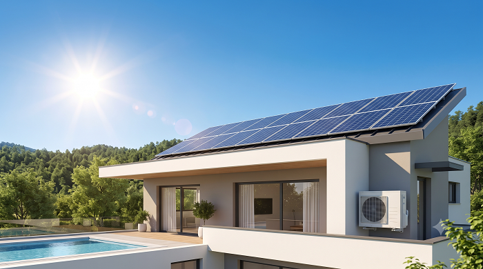 exemple d'une maison avec climatisation solaire